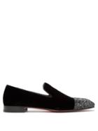 Matchesfashion.com Christian Louboutin - Dandelion Crystal-embellished Velvet Loafers - Mens - Black