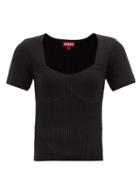 Staud - Buxton Panelled Rib-knitted Top - Womens - Black
