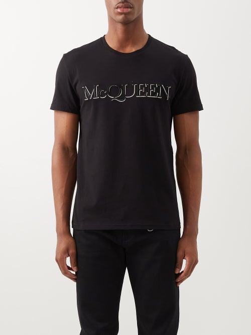 Alexander Mcqueen - Logo-embroidered Cotton-jersey T-shirt - Mens - Black Multi