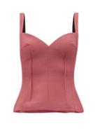 Matchesfashion.com Emilia Wickstead - Giucia Sweetheart Neckline Wool Crepe Top - Womens - Dark Pink