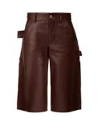 Matchesfashion.com Bottega Veneta - Knee Length Leather Shorts - Womens - Burgundy