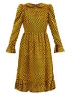 Matchesfashion.com Batsheva - Puff-shoulder Checked Velvet-devor Dress - Womens - Gold Multi