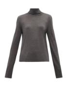 Matchesfashion.com The Row - Margita Roll Neck Silk Sweater - Womens - Dark Grey
