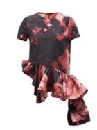 Matchesfashion.com Marques'almeida - Ruffled Peplum-hem Tie-dyed Satin T-shirt - Womens - Black Pink