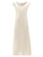 Totme - Scoop-neck Satin Midi Dress - Womens - Ivory