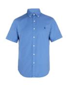 Matchesfashion.com Polo Ralph Lauren - Logo Embroidered Short Sleeve Cotton Shirt - Mens - Blue
