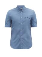 Matchesfashion.com Alexander Mcqueen - Brad Pitt Logo-embroidered Cotton-blend Shirt - Mens - Blue