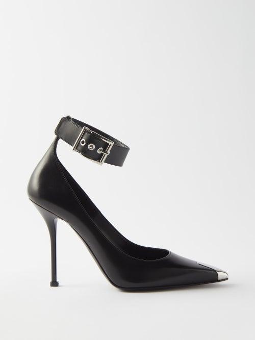 Alexander Mcqueen - Punk Metal-cap Leather Pumps - Womens - Black Silver