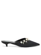 Erdem Fari Faux Pearl-embellished Faille Mules
