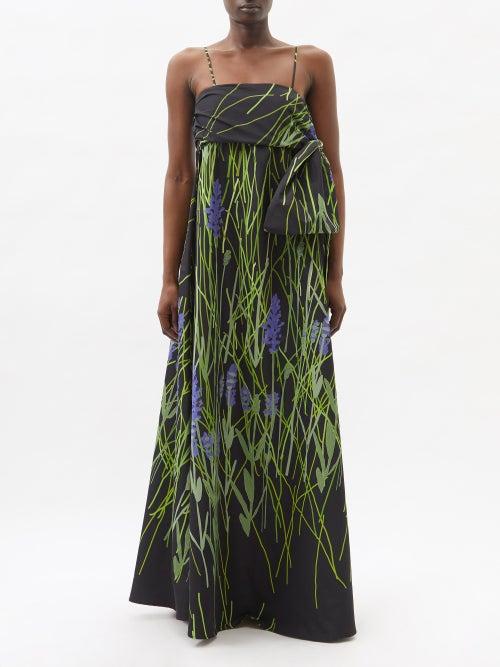Bernadette - Martin Floral-print Taffeta Gown - Womens - Black Multi