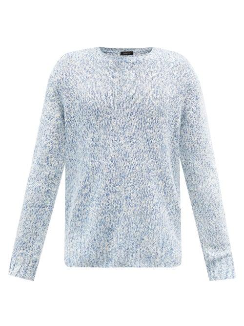 Zegna - Mlange Silk-blend Sweater - Mens - Blue