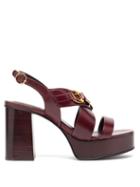 Matchesfashion.com See By Chlo - Chain-link Leather Platform Sandals - Womens - Burgundy
