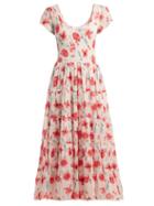 Matchesfashion.com Athena Procopiou - Scoop Neck Floral Print Dress - Womens - Pink Multi
