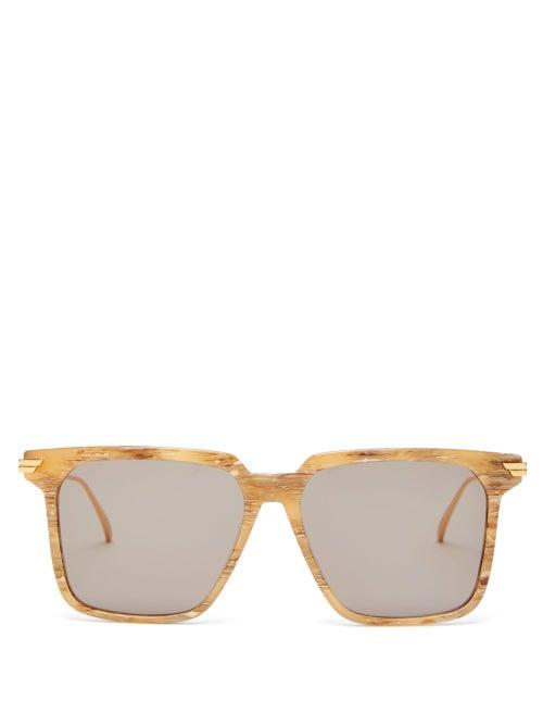 Matchesfashion.com Bottega Veneta - D-frame Acetate And Metal Sunglasses - Mens - Brown