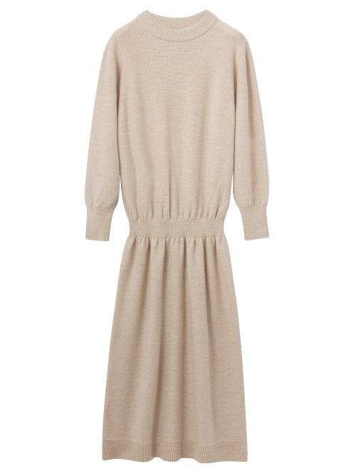 Lemaire - Drop-waist Knit Sweater Dress - Womens - Light Beige