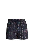 Matchesfashion.com Paul Smith - People Print Swim Shorts - Mens - Black Multi