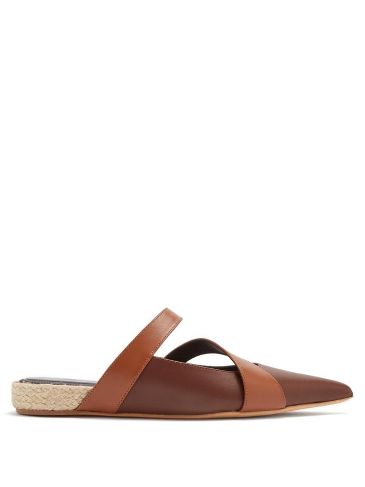 Jw Anderson Point-toe Leather Backless Ballet Flats