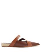 Jw Anderson Point-toe Leather Backless Ballet Flats