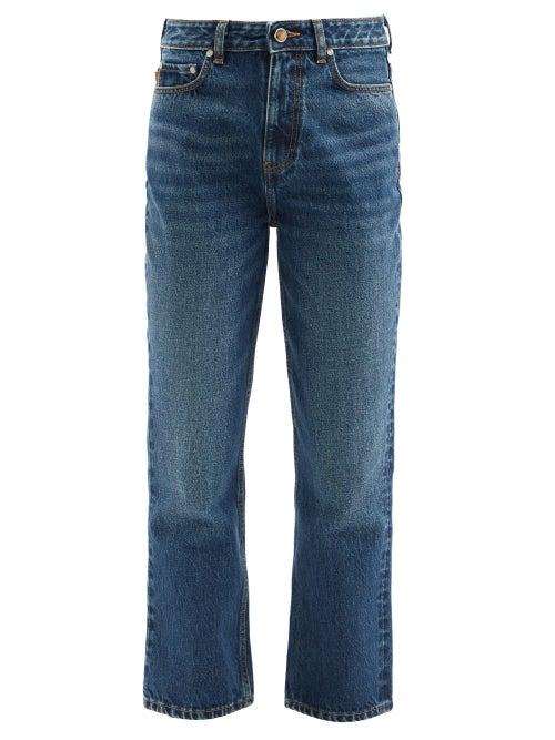 Ganni - High-rise Cropped Flared Jeans - Womens - Mid Denim