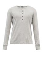 Mens Rtw Tom Ford - Brushed Cotton And Modal-blend Henley Shirt - Mens - Grey