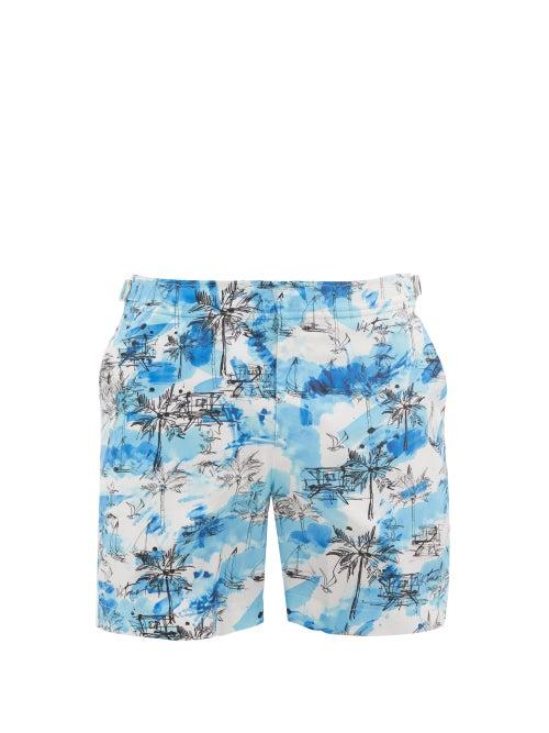 Matchesfashion.com Orlebar Brown - Bulldog Miami Beach-print Swim Shorts - Mens - Blue White