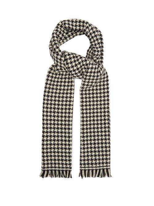 Matchesfashion.com Officine Gnrale - Houndstooth Virgin Wool Scarf - Mens - Black