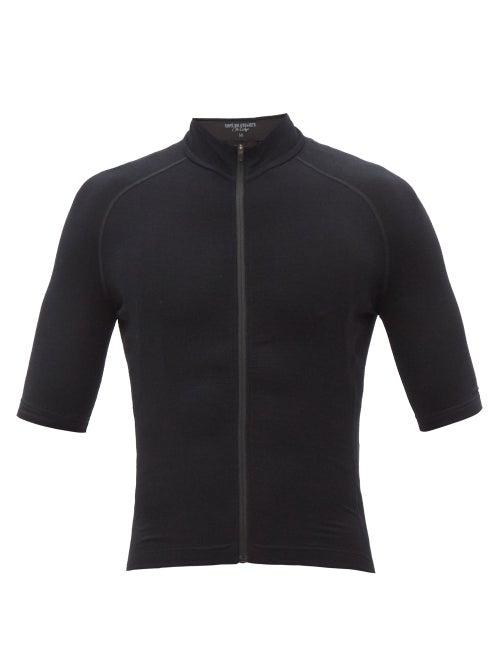 Caf Du Cycliste - Marina Zipped Merino Wool-blend Cycling Top - Mens - Black