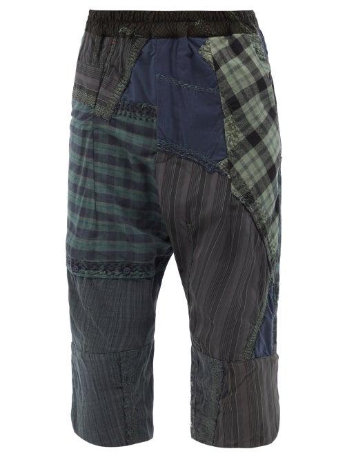 By Walid - Alain Low-cut Patchworked-cotton Shorts - Mens - Brown