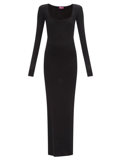 Ladies Rtw Gauge81 - Douz Square-neckline Ribbed-knit Dress - Womens - Black