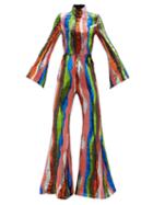Matchesfashion.com Halpern - Wave-stripe Sequinned Jumpsuit - Womens - Multi