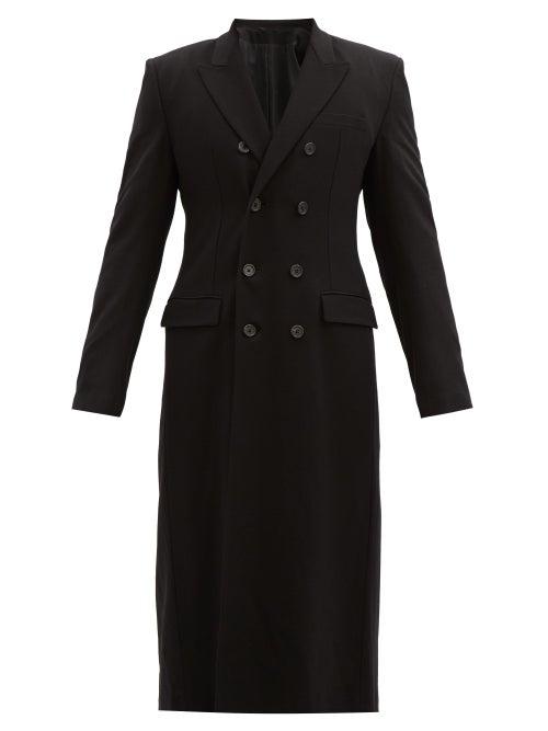 Matchesfashion.com Ann Demeulemeester - Fitted-waist Double-breasted Tweed Coat - Mens - Black