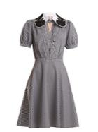 No. 21 Embellished-collar Gingham Cotton Dress