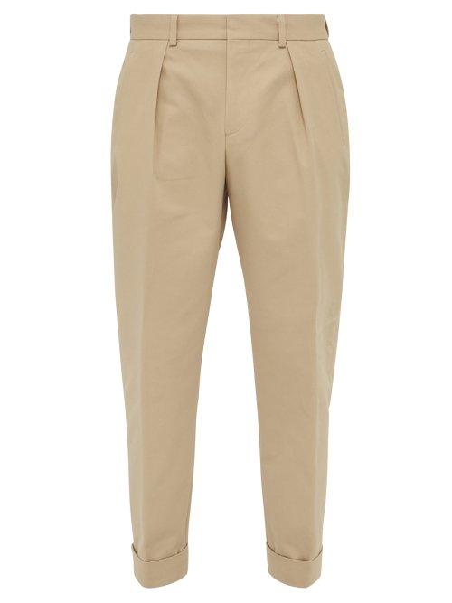 Matchesfashion.com Maison Kitsun - Joe Straight Leg Cotton Blend Twill Trousers - Mens - Beige