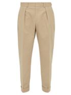 Matchesfashion.com Maison Kitsun - Joe Straight Leg Cotton Blend Twill Trousers - Mens - Beige