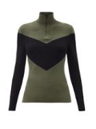 Matchesfashion.com Fusalp - Scarlett Chevron Quarter-zip Sweater - Womens - Black Green