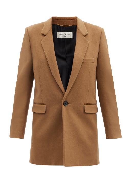 Matchesfashion.com Saint Laurent - Single-breasted Wool-blend Felt Coat - Womens - Camel