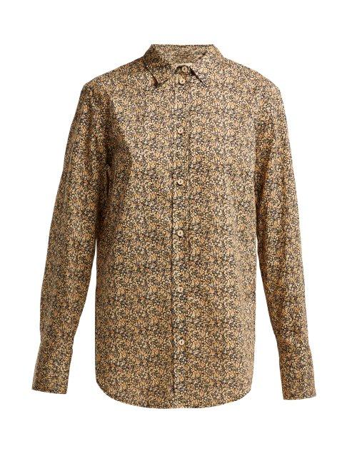 Matchesfashion.com Matteau - The Long Sleeve Cotton Shirt - Womens - Yellow Multi
