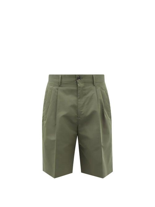 Umit Benan B+ - Pleated Hopsack Shorts - Mens - Green
