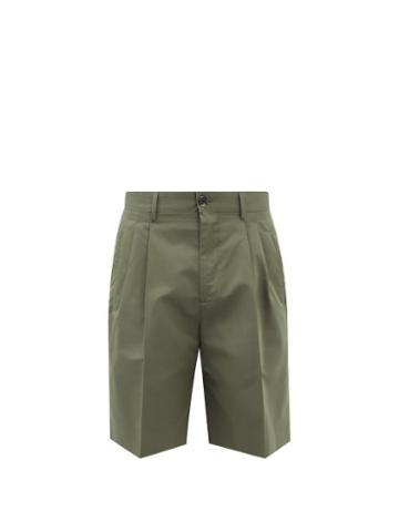 Umit Benan B+ - Pleated Hopsack Shorts - Mens - Green