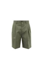 Umit Benan B+ - Pleated Hopsack Shorts - Mens - Green