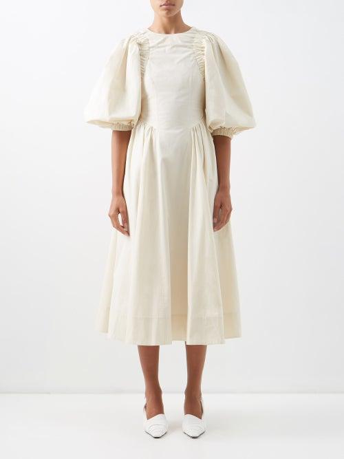 Rejina Pyo - Etta Balloon-sleeve Organic-cotton Midi Dress - Womens - White