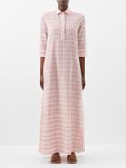 Thierry Colson - Angelica Geometric-print Cotton Shirt Dress - Womens - Orange Pink
