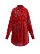 Matchesfashion.com Ann Demeulemeester - Long Line Floral Velvet Devor Shirt - Mens - Red
