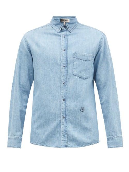 Matchesfashion.com Isabel Marant - Lako P Washed-denim Shirt - Mens - Light Blue