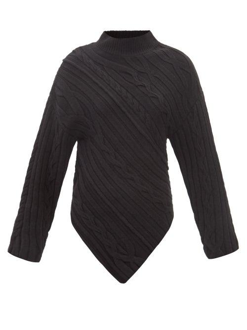 Proenza Schouler - High-neck Cable-knit Sweater - Womens - Black