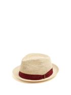 Matchesfashion.com Borsalino - Panama Woven And Crochet Straw Hat - Mens - Burgundy Multi