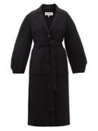Loewe - Anagram-patch Double-faced Wool-blend Coat - Womens - Black