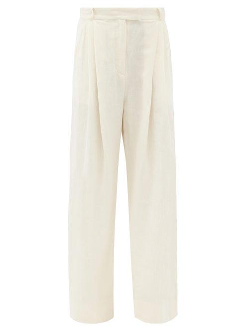 Matchesfashion.com Three Graces London - Molly High-rise Linen Trousers - Womens - Ivory