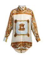Matchesfashion.com Toga - Baroque Print Satin Shirt - Womens - Blue Multi