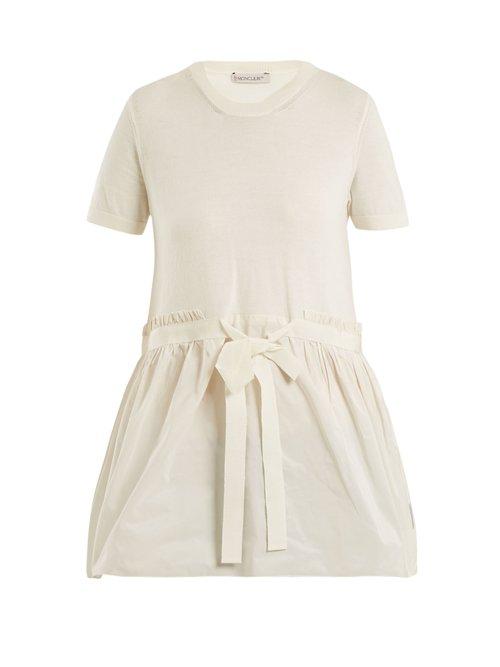 Matchesfashion.com Moncler - Crew Neck Tie Waist Cotton Top - Womens - White